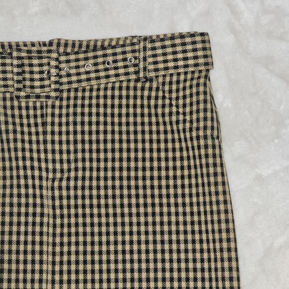 Hollister Women’s XS Plaid Mini Skirt Ultra High-Rise Houndstooth Belt Tan Black - Picture 3 of 7
